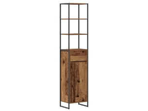 Cabinet de salle de bain, meuble de rangement bois ancien 40x30x180 cm