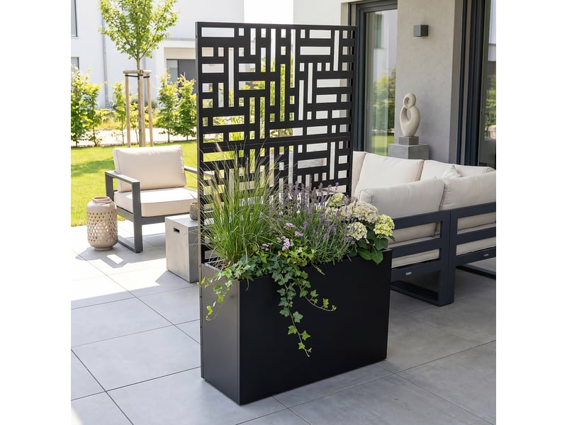 Jardinière brise-vue bernalda acier 146 x 83 x 31 cm noir casa.pro - Conforama E
