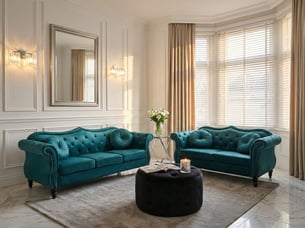 Canapé droit fixe BELIANI 5 places Tissu bleu avec coffre de rangement