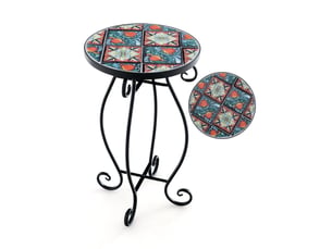 Support pots de fleurs en mosaïque florale 30 x 50 cm robuste et stable style moderne en métal et céramique 20_0013694
