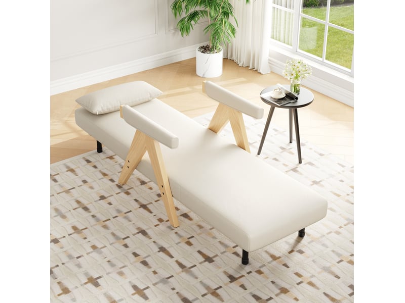  Fauteuil convertible 64x60x87 cm dossier inclinable polyester beige  - Conforama E