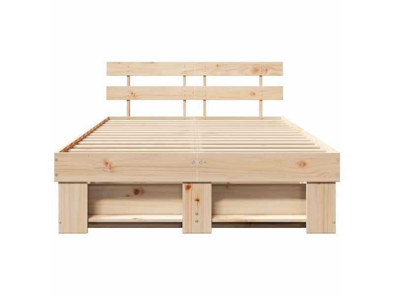  Lit double- lit adulte -  cadre de lit avec tête de lit marron 120 x 190 cm pin massif  - Conforama D