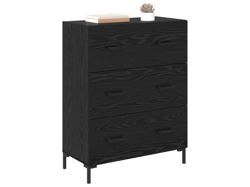  Buffet - bahut - meuble de rangement chêne noir 69,5 x 34 x 90 cm bois d'ingénierie et fer  - Conforama C