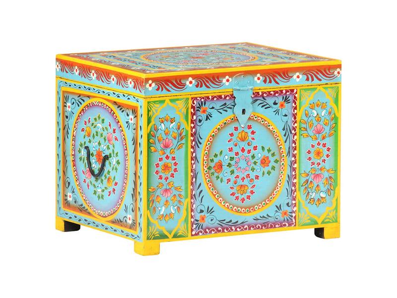  Boîte de rangement peinte à main 50x40x40 cm bois manguier massif  - Conforama B