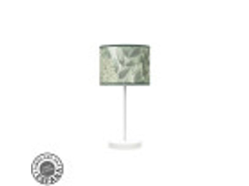  Fabrilamp moda lampe à poser blanc vert, abat-jour textile motif feuillage, 1 x e14, 42 cm 212470011 - Conforama B