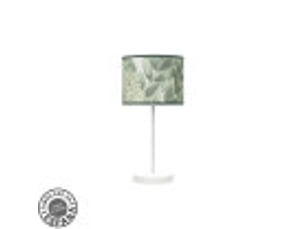 Fabrilamp moda lampe à poser blanc vert, abat-jour textile motif feuillage, 1 x e14, 42 cm
