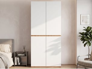 Armoire 4 porte(s) battante  2 tiroir(s) <strong>LEYTN</strong> <strong></strong> coloris blanc largeur 90 cm
