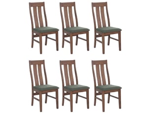 Lot de 6 chaises de salle à manger hwc-m58, chaises de cuisine, chaises à dossier, tissutextile, bois massif - structure foncée, vert foncé