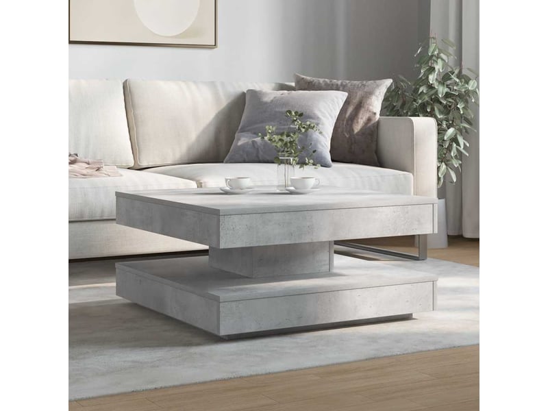  Table basse | table de salon rotative à 360 degrés gris béton 70x70x34,5 cm  - Conforama C