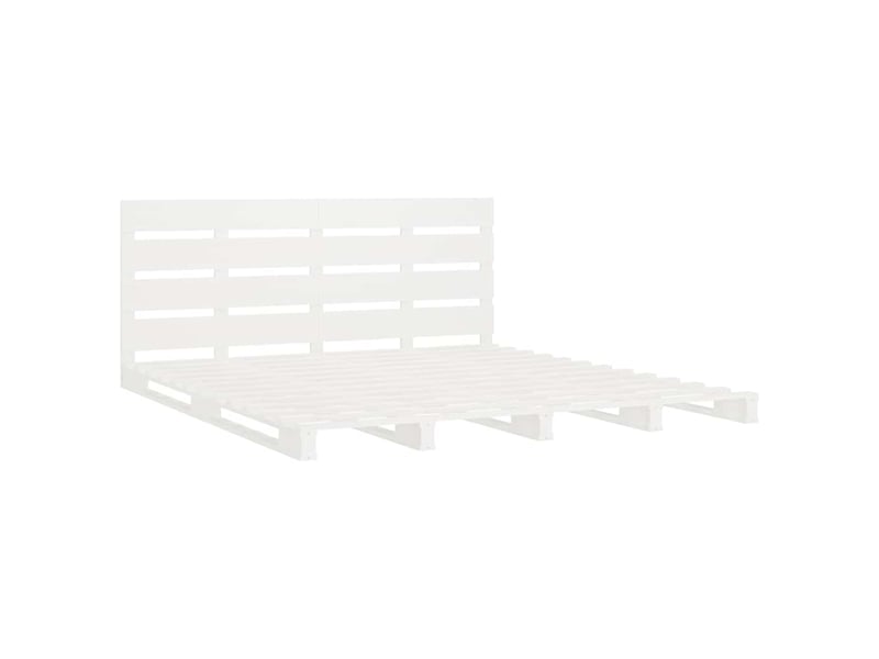  Lit double- lit adulte -  cadre de lit sans matelas blanc 160x200 cm bois de pin massif  - Conforama D