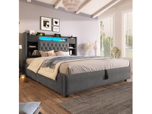Lit coffre 140x190 cm <strong>MODENVIE</strong>  <strong></strong> coloris gris