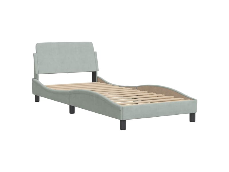  Lit simple- lit adulte -  cadre de lit sans matelas hanko gris clair 80x200 cm velours  - Conforama C