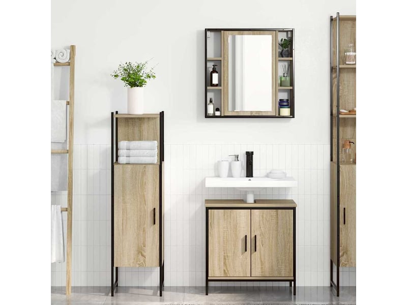 Ensemble de mobilier de salle de bain 3 pièces marron cf64487 - Conforama D