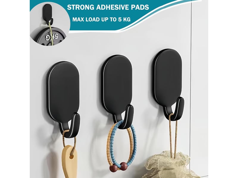  Crochets 3m adhésifs (10pcs) – inox anti-rouille, étanches, pour salle de bain, cuisine, fixation solide, noir  - Conforama C