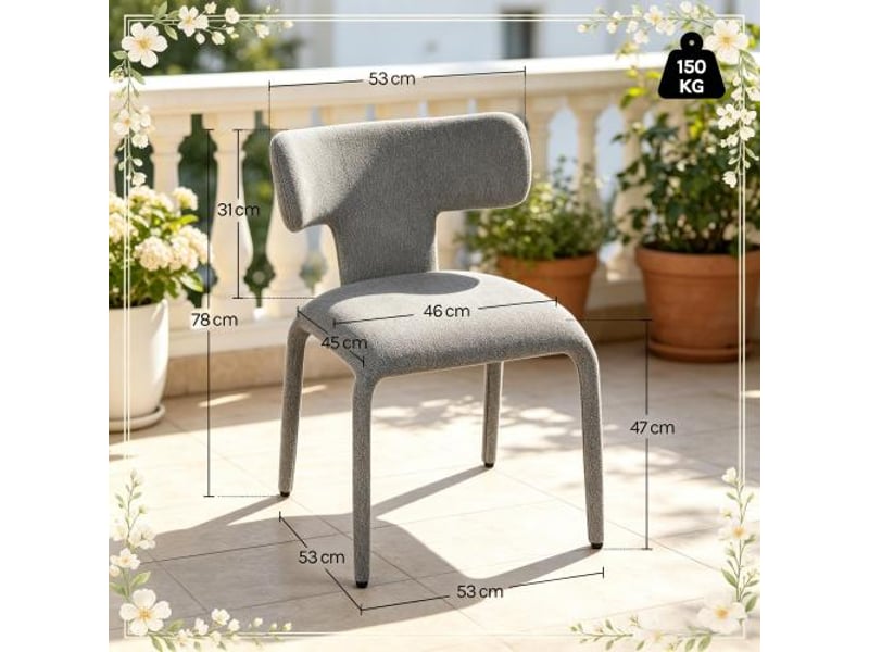 Chaises modernes contemporaines pour salon, cuisine et bureau – dossier courbé, 2 chaises à manger - Conforama C