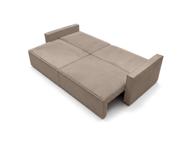 Farah - canapé droit 3 places convertible accoudoirs slim en velours cotelé - Conforama C