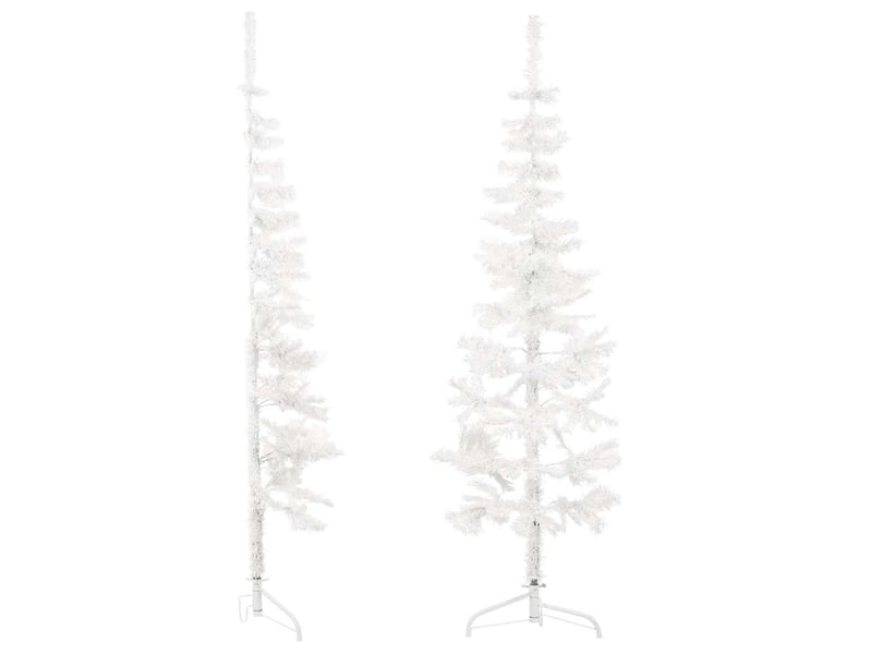  Demi sapin de noël, arbre de noël artificiel mince avec support blanc 120 cm  - Conforama C