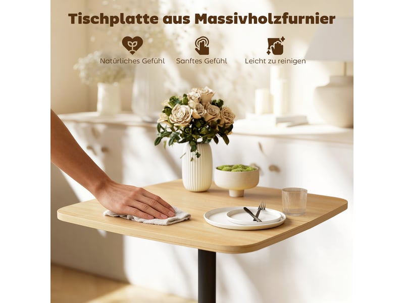  Table à manger carrée 2 personnes plateau mdf et pied acier 60 x 60 x 75 cm  - Conforama E
