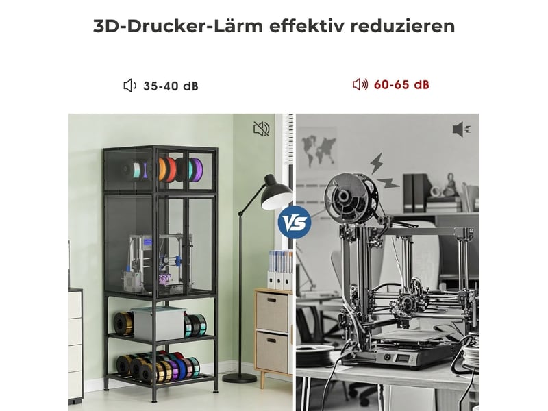  Armoire d'imprimante 3d - noir - métal - 175.5x58.9x59.9 cm - fonctionnement silencieux 175.5x58.9x59.9cm - Conforama E