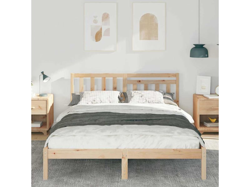  Lit double- lit adulte -  cadre de lit avec tête de lit marron 160 x 200 cm pin massif  - Conforama B