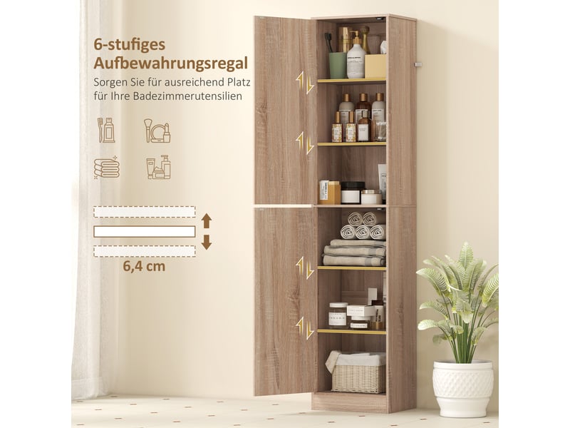  Colonne de salle de bain 2 portes 4 étagères réglables 40 x 35 x 180 cm  - Conforama D