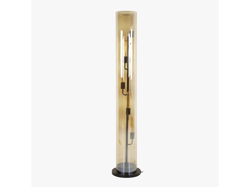  Lampadaire en tube 5 lumières en verre et métal noir 27x150 cm  - Conforama A
