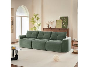 Canapé droit compressé fixe <strong>MODFU</strong> <strong></strong> 3 places Velours côtelé vert sauge