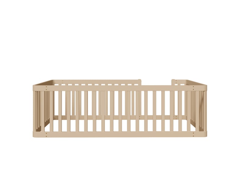  Lit enfant 90x200 cm avec barrière semi-fermée en pin coloris cream  - Conforama D