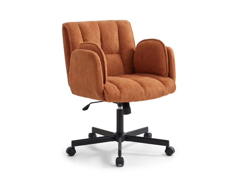  Chaise de bureau orange pivotante à hauteur réglable avec accoudoirs rabattables roulettes charge max 150 kg  - Conforama A