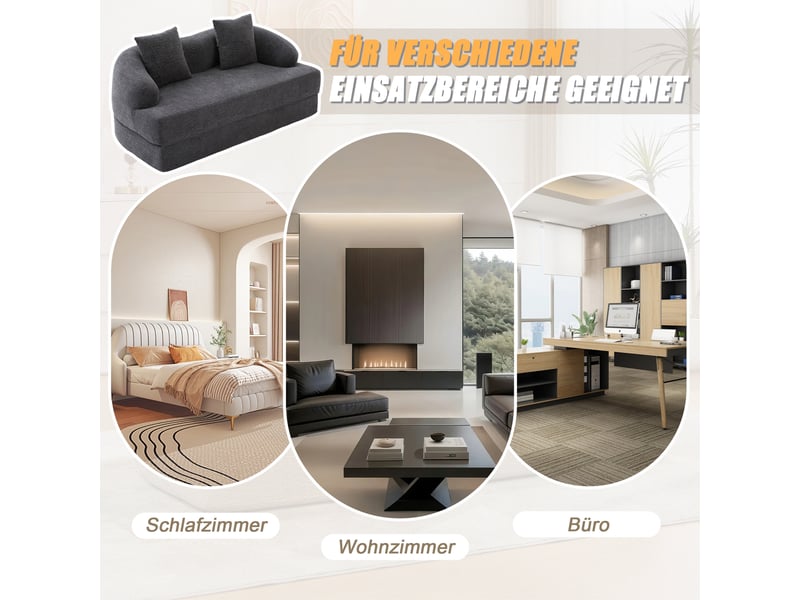  Canapé convertible, canapé-lit, en chenille, gris foncé, 2 en 1, pliable, mobilier pour espace de vie, pour salon et séjour  - Conforama E