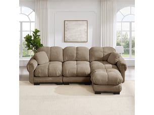 Canapé droit - chenille - marron - pour salon et séjour