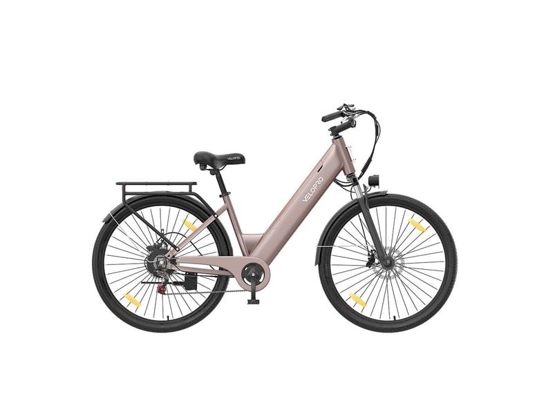  Velopro c1 vélo électrique 250w 36v 13ah 27.5*1.95 cadre ouvert adulte vélo de ville pour trajets quotidiens avec porte-bagons arrière écran lcd couleur capteur de vitesse frein à disque mécanique 7 vitesses 25kmh  - Conforama C