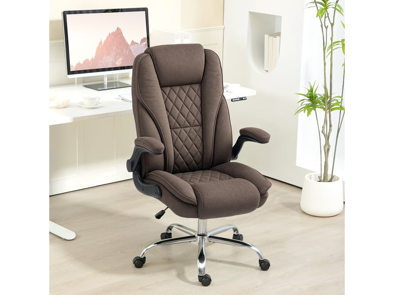  Fauteuil de bureau ergonomique aosenyunzhou tissu effet velours marron réglable accoudoirs relevables 70x70x114-122 cm T1003-01-11980 - Conforama E