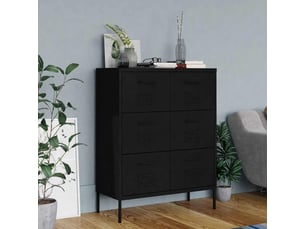 Armoire de bureau, armoire à tiroirs noir 80x35x101,5 cm acier