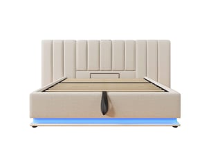 Lit avec rangement 180x200 cm <strong>CHICFURN</strong> <strong></strong> coloris beige