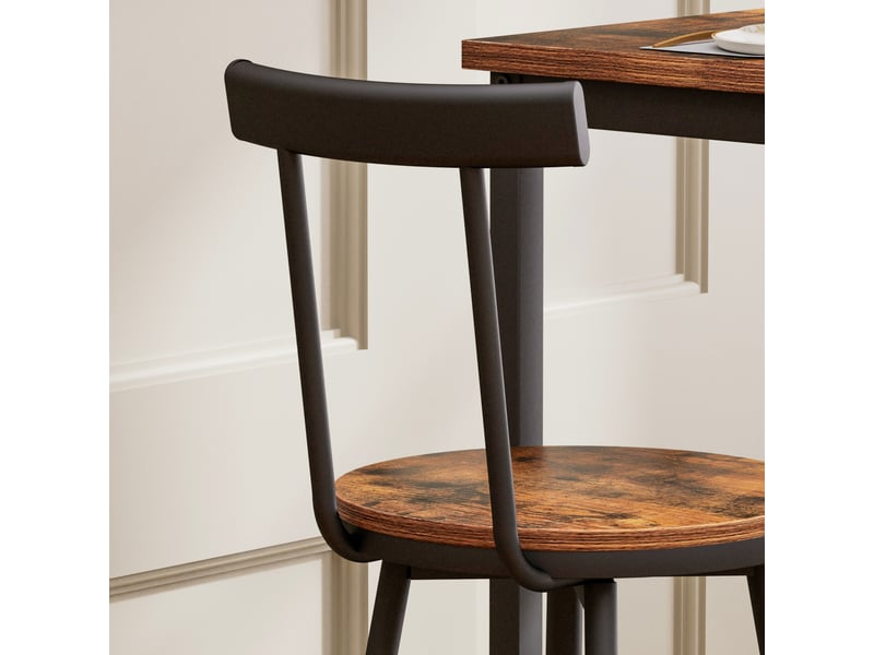  Ensemble table de bar 60x92 cm avec 2 tabourets, style industriel, pour salle à manger, salon, métal, aggloméré, marron  - Conforama E
