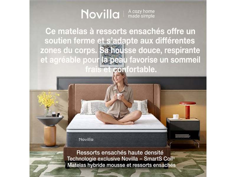 Novilla matelas en ressorts 140 x 200 cm, épaisseur 22 cm, réversible, 7 zones, tissu oeko-tex  - Conforama B