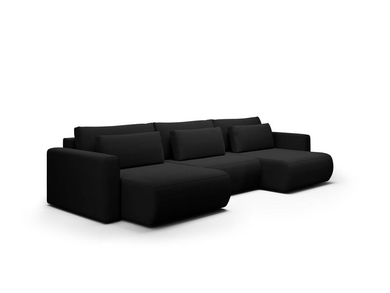  Canapé d'angle convertible 5 places welly u noir  - Conforama A