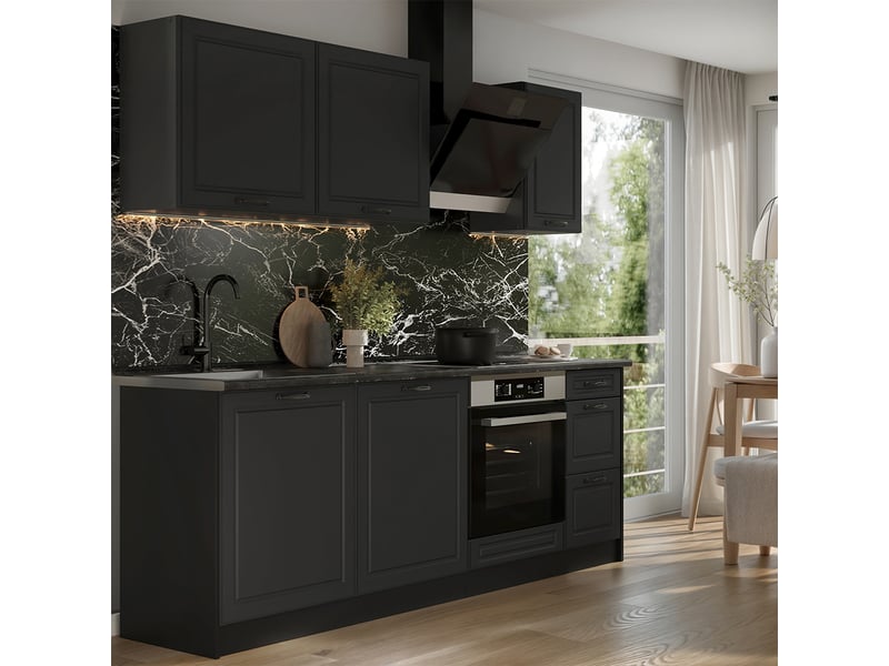  Vicco cuisine, anthracite campagneanthracite, 220cm plan de travail marbre  - Conforama C