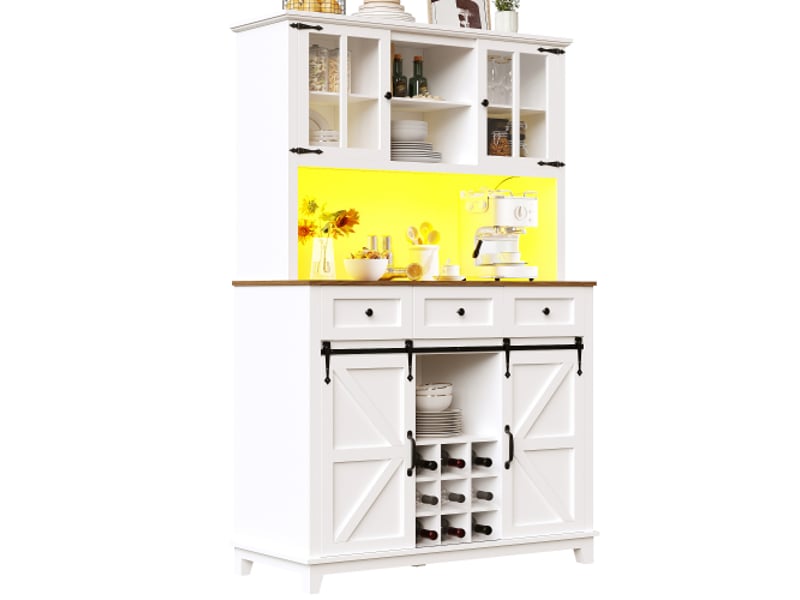 Servers, sideboards & buffets - armoire de cuisine (105 × 38,4 × 180cm) armoire de cuisine haute buffet de cuisine armoire - mdf - blanc - 105 x 38.4 x 180 cm - usage domestique - installation simple N620P29073334W - Conforama A