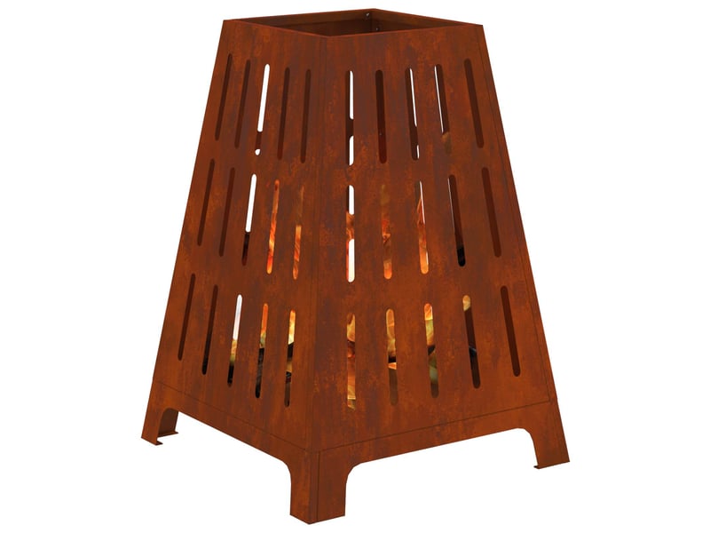  Brasero exterieur, foyer rouillé 50x50x70 cm acier patiné  - Conforama C