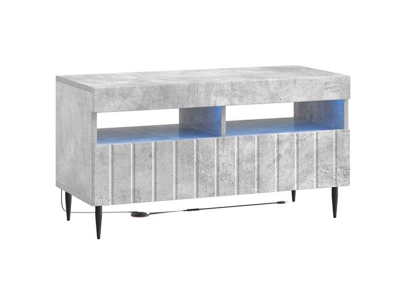  Meuble tv - banc tv - meuble de rangement led 5 pièces gris béton bois d'ingénierie  - Conforama E