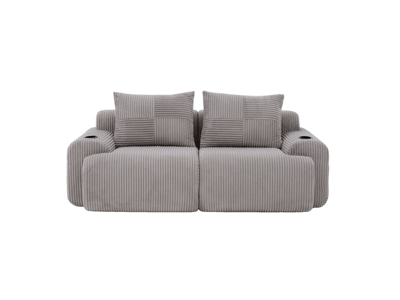  Canapé droit fixe 2 places tissu gris clair  - Conforama A