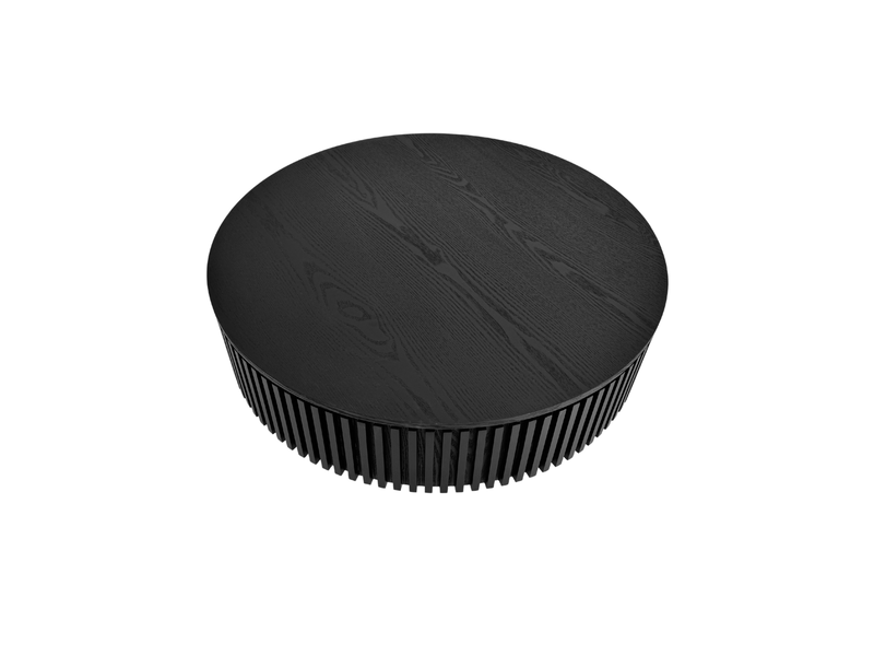  Table basse ronde 75x75x35 cm avec rangement bois et mdf noir  - Conforama E