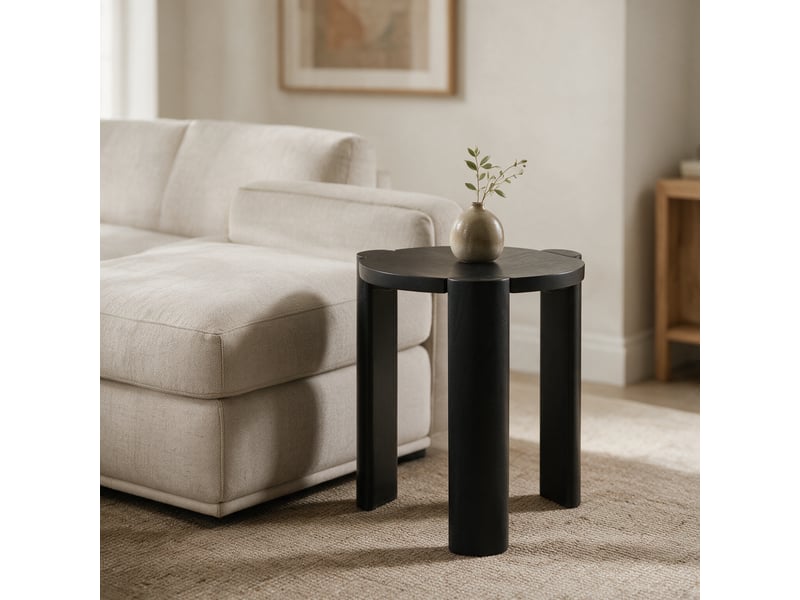  Table d'appoint en bois de manguier massif noire vori  - Conforama B