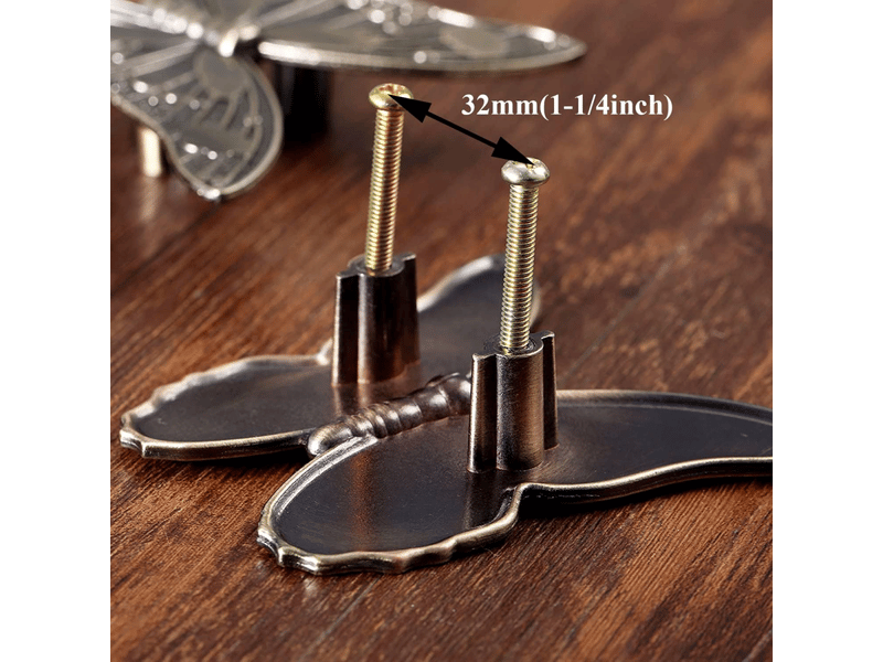  5 pièces de poignées de porte anciennes, boutons de meuble vintage en forme de papillon pour tiroirs, placards, armoires  - Conforama D
