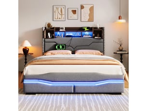 Lit coffre 140x200 cm coloris gris