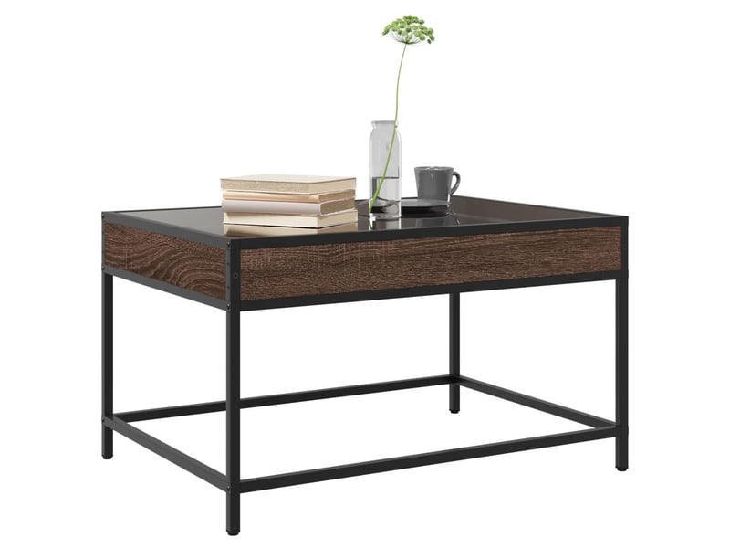  Table basse - table de salon - table à thé avec led infini chêne marron 70x50x41 cm  - Conforama E
