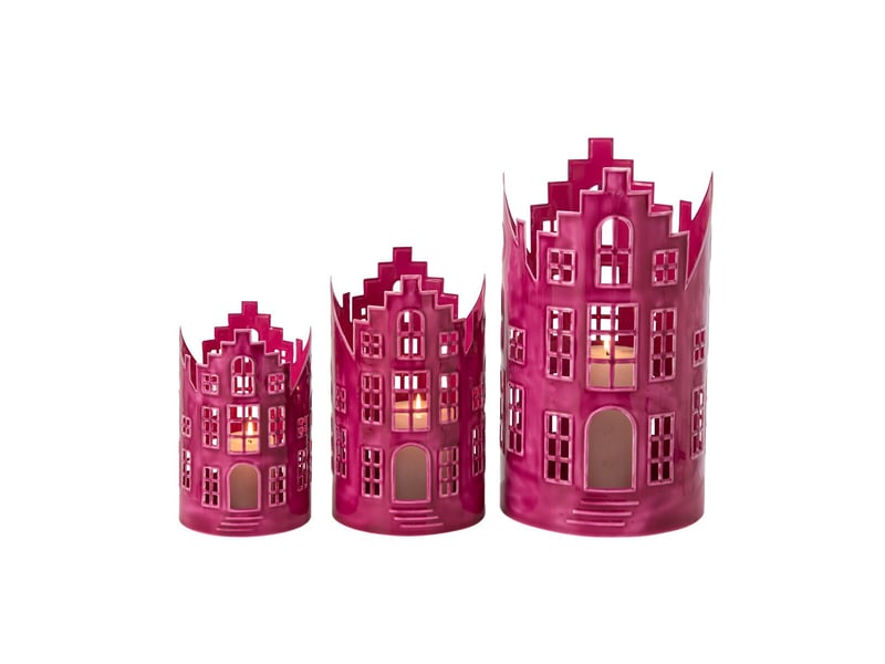  Lot de 3 photophores maison simon 35cm fuchsia  - Conforama B
