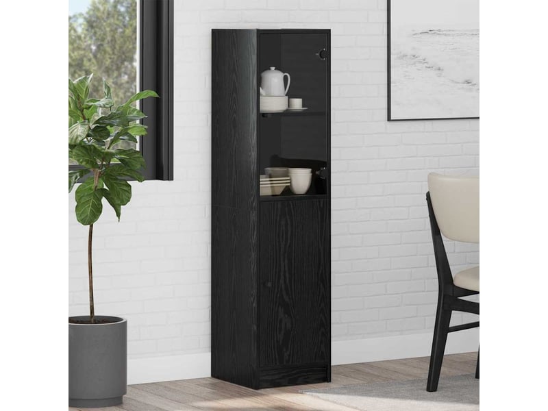  Buffet - haut armoire chêne noir 35 x 37 x 142 cm bois d'ingénierie  - Conforama B